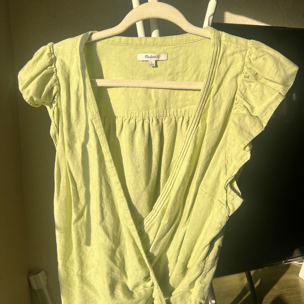 Madewell Light Green Wrap Blouse